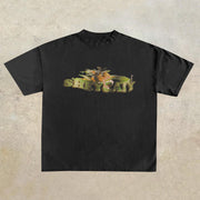 Street Retro Trend Half Sleeve Angel Print T-Shirt