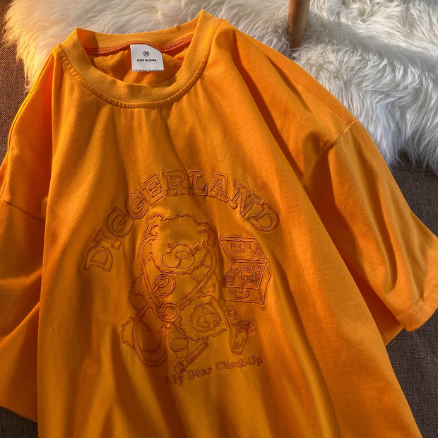 Personalized street bear print T-shirt