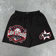 Baseball Graphic Print Elastic Shorts