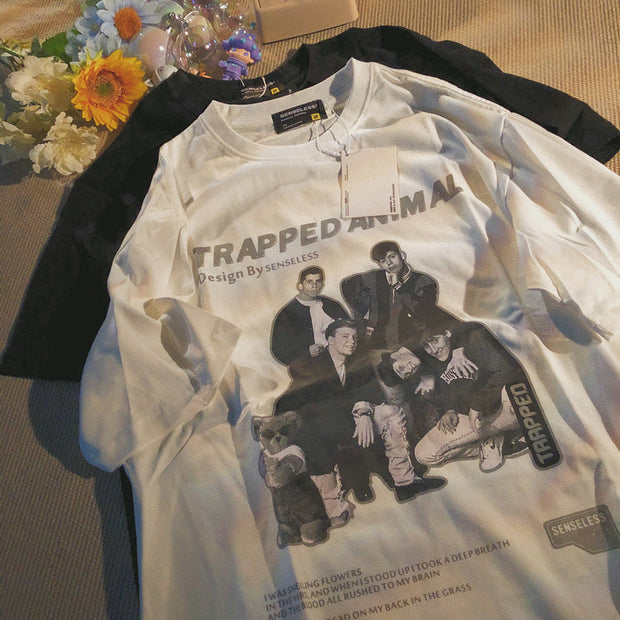 Street fashion retro American short sleeve T-shirt