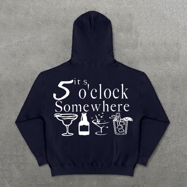 It's Five O'Clock Somewhere Print Hoodies