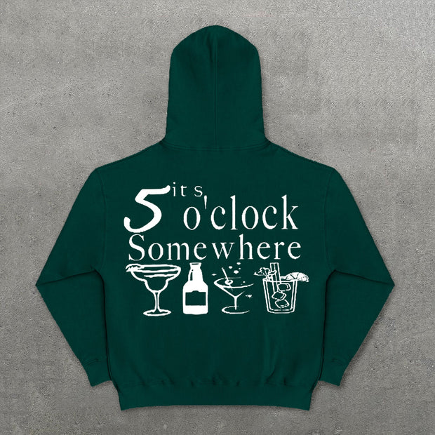 It's Five O'Clock Somewhere Print Hoodies
