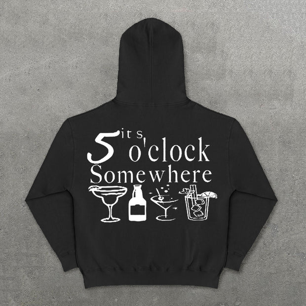 It's Five O'Clock Somewhere Print Hoodies