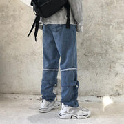 Personality hip-hop detachable wide-leg loose straight-leg casual daddy pants denim trousers men