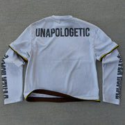 Beach Party Casual Street Retro Stitching Long Sleeve T-shirt