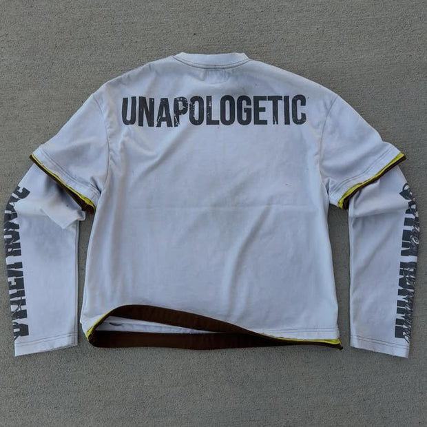 Beach Party Casual Street Retro Stitching Long Sleeve T-shirt