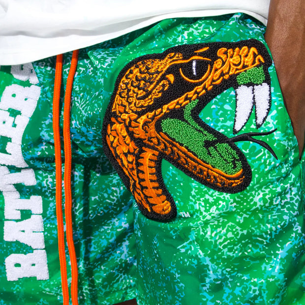 Varsity printed mesh shorts