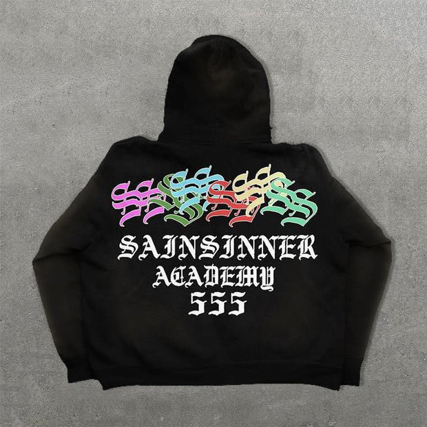 Sainsinner Academy Print Long Sleeve Hoodies