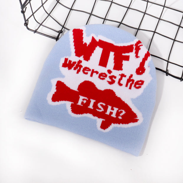 WTF letter jacquard knitted hat