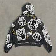 Butterfly and skull print hoodie