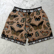 Butterfly Vintage Print Mesh Street Shorts