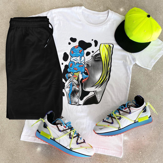 Casual print crew neck T-shirt set