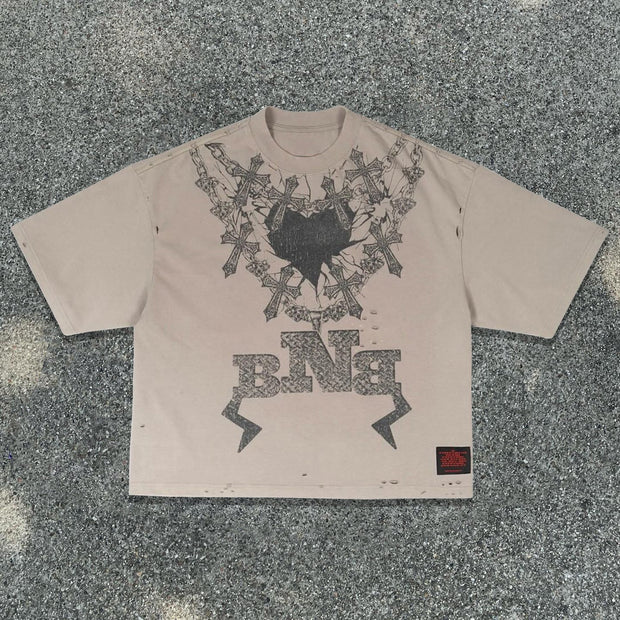 Necklace Print Casual Street T-shirt