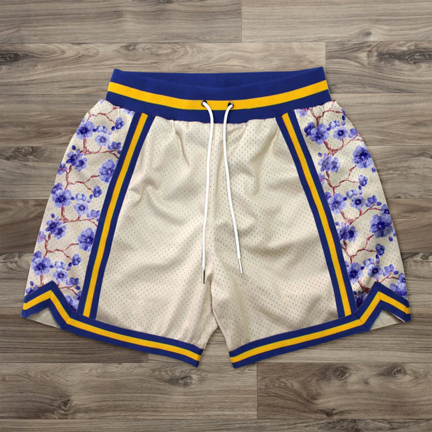 Artistic trendy printed mesh shorts