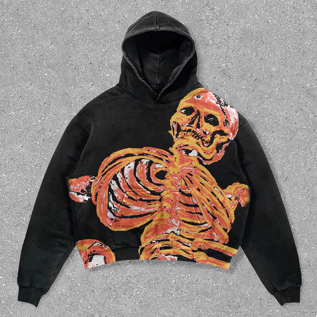 Oversized skull print hoodie