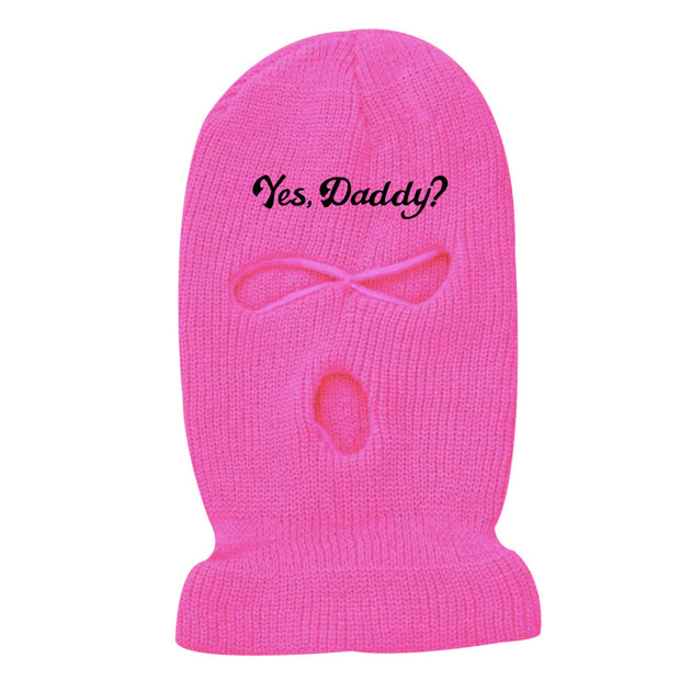Ski mask knitted warm three-hole hat