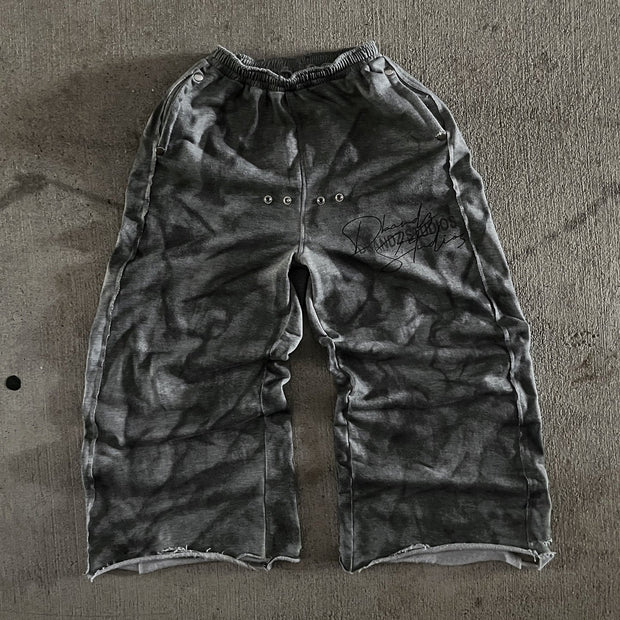 Vintage distressed print casual trousers