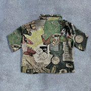 Retro trendy casual short-sleeved jacket