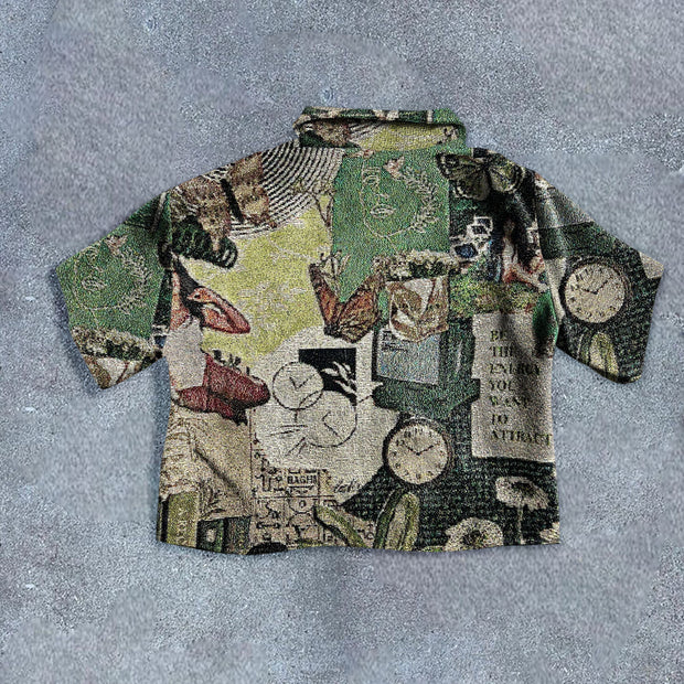 Retro trendy casual short-sleeved jacket