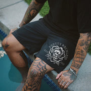 skull print track shorts