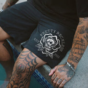 skull print track shorts