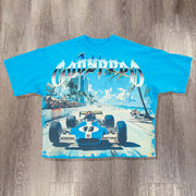 Fashion Racing Print Short Sleeve T-Shirt