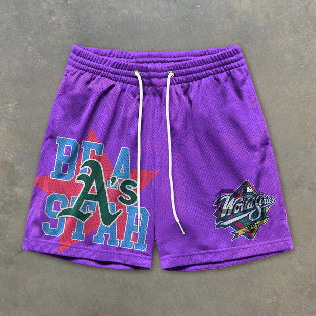 Athletic Preppy Print Shorts