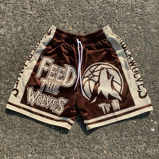 Contrast print mesh shorts
