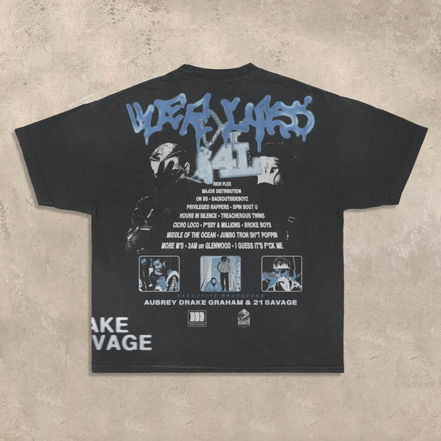 Hip-hop rap printed T-shirt