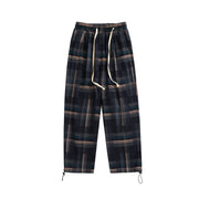 All-match Hong Kong-style casual loose-fit check pants