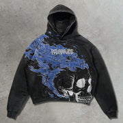 Flame Skull Casual Street Heavyweight Hoodie