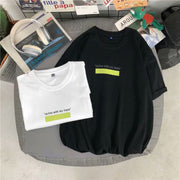 Loose candy color block print hip-hop short-sleeved T-shirt