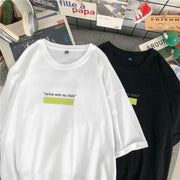 Loose candy color block print hip-hop short-sleeved T-shirt