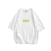 Loose candy color block print hip-hop short-sleeved T-shirt