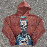 Vintage Skull Street Print Hoodie