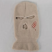 Scratch warmth thickened ski three-hole knitted hat