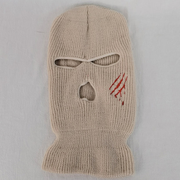 Scratch warmth thickened ski three-hole knitted hat