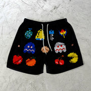 Mosaic statement print fashion mesh shorts