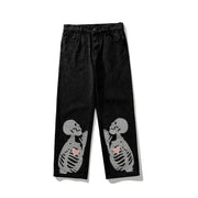 Skull Fashion Print Straight Hip Hop Jeans