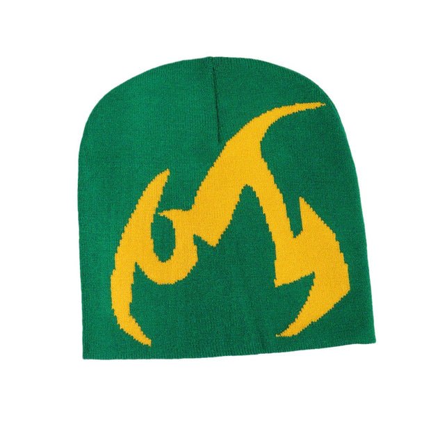 Flame pattern Y2K jacquard hat for men and women