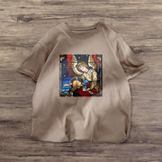 Retro print round neck short-sleeved T-shirt