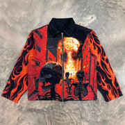 Nuketown Skull Print Zipped Jacket
