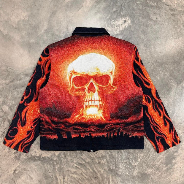 Nuketown Skull Print Zipped Jacket