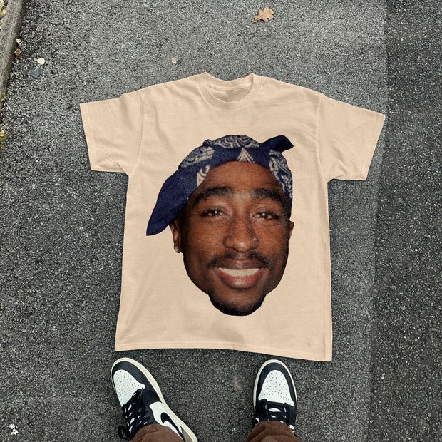 Street Style Hip-Hop Singer Print T-Shirt