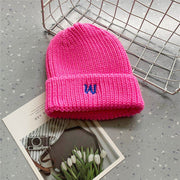 Letter embroidered woolen warm ear protection knitted hat