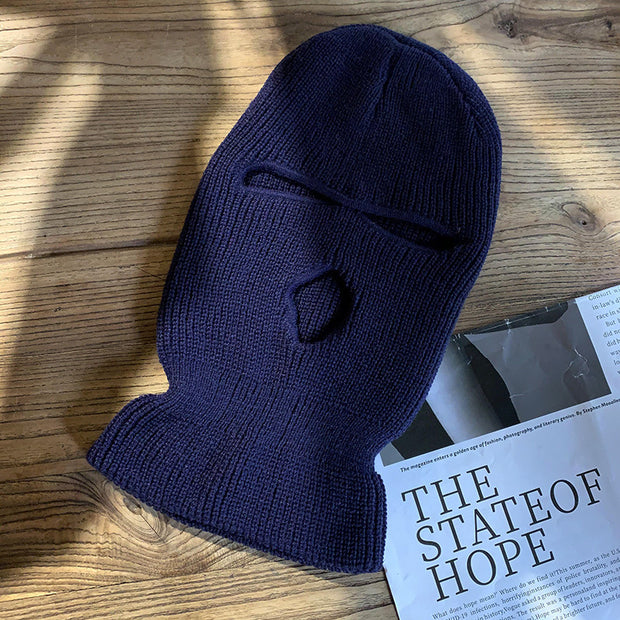 Autumn and winter warm hood solid color personality funny knitted woolen hat