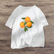 Orange Fashion Print Loose Street T-shirt