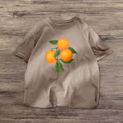 Orange Fashion Print Loose Street T-shirt