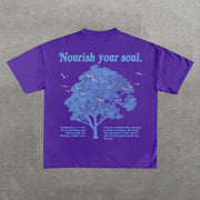 Nourish Your Soul Letters Print Short Sleeve T-Shirt