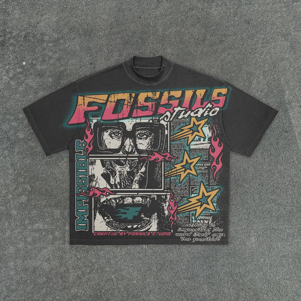 Casual Street Print Cotton T-Shirt